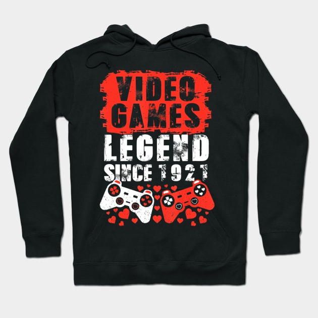 Gaming 1921 Birthday Video Games Birthday Gamer Hoodie by Zak N mccarville